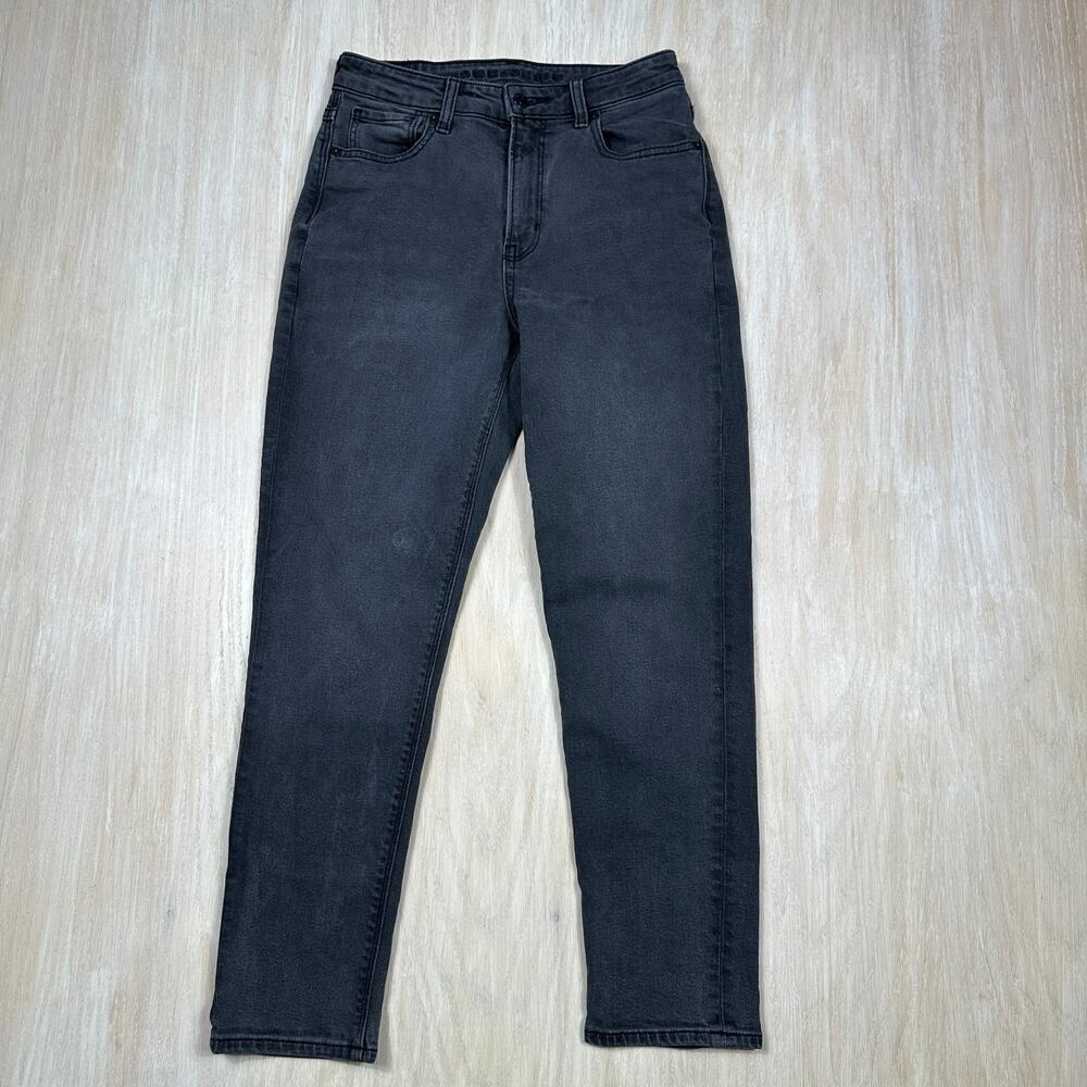 American Eagle Mom Jeans High Rise Black Stretch Slim Fit Casual Pants 2 SHORT